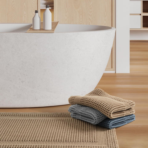 AMOAMI 2x6-foot beige bath runner anchors the floor with comfort and style