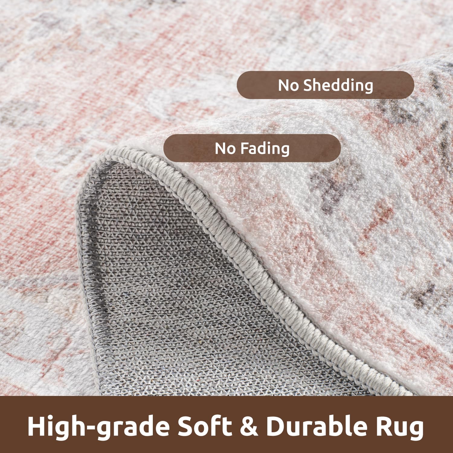 AMOAMI non-slip rug backing helps prevent slips in high-traffic areas