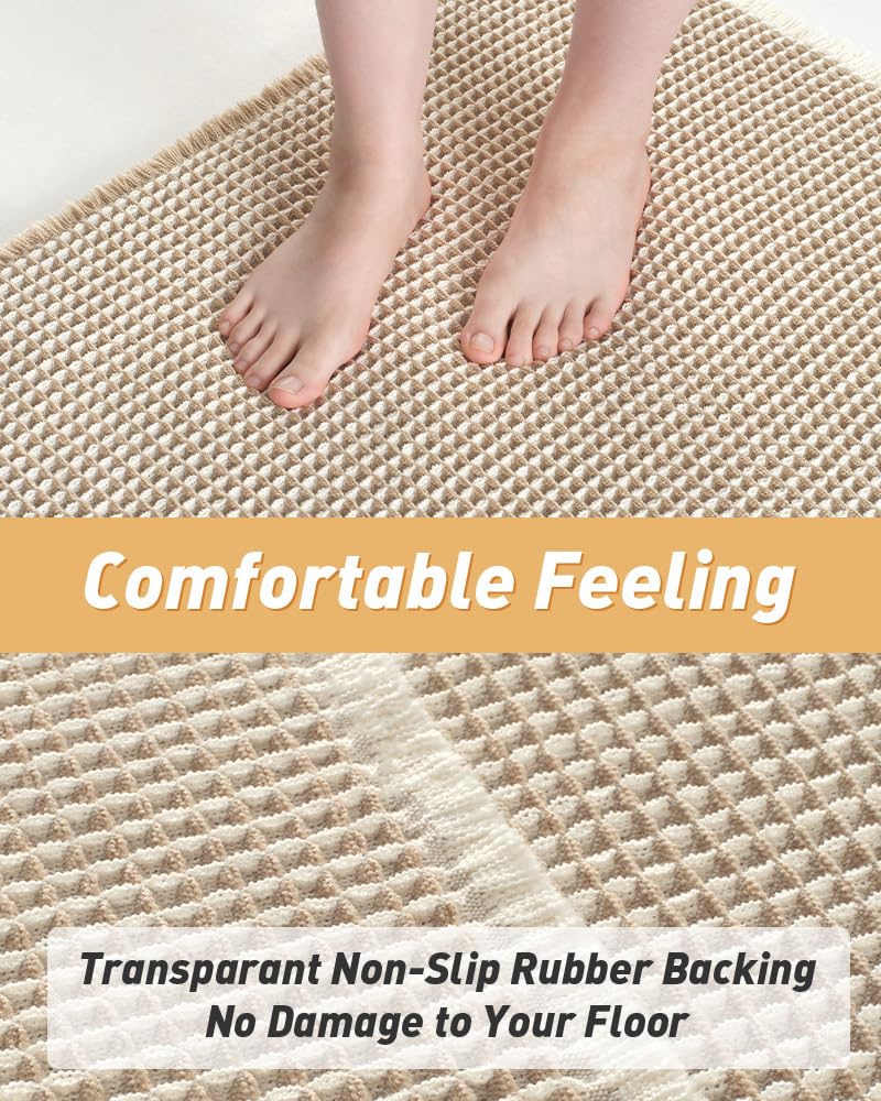 AMOAMI bath mat with clear rubber backing offers reliable anti-slip grip.