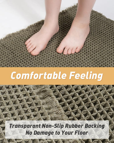 AMOAMI mat with clear rubber backing helps prevent slips in wet bathrooms.