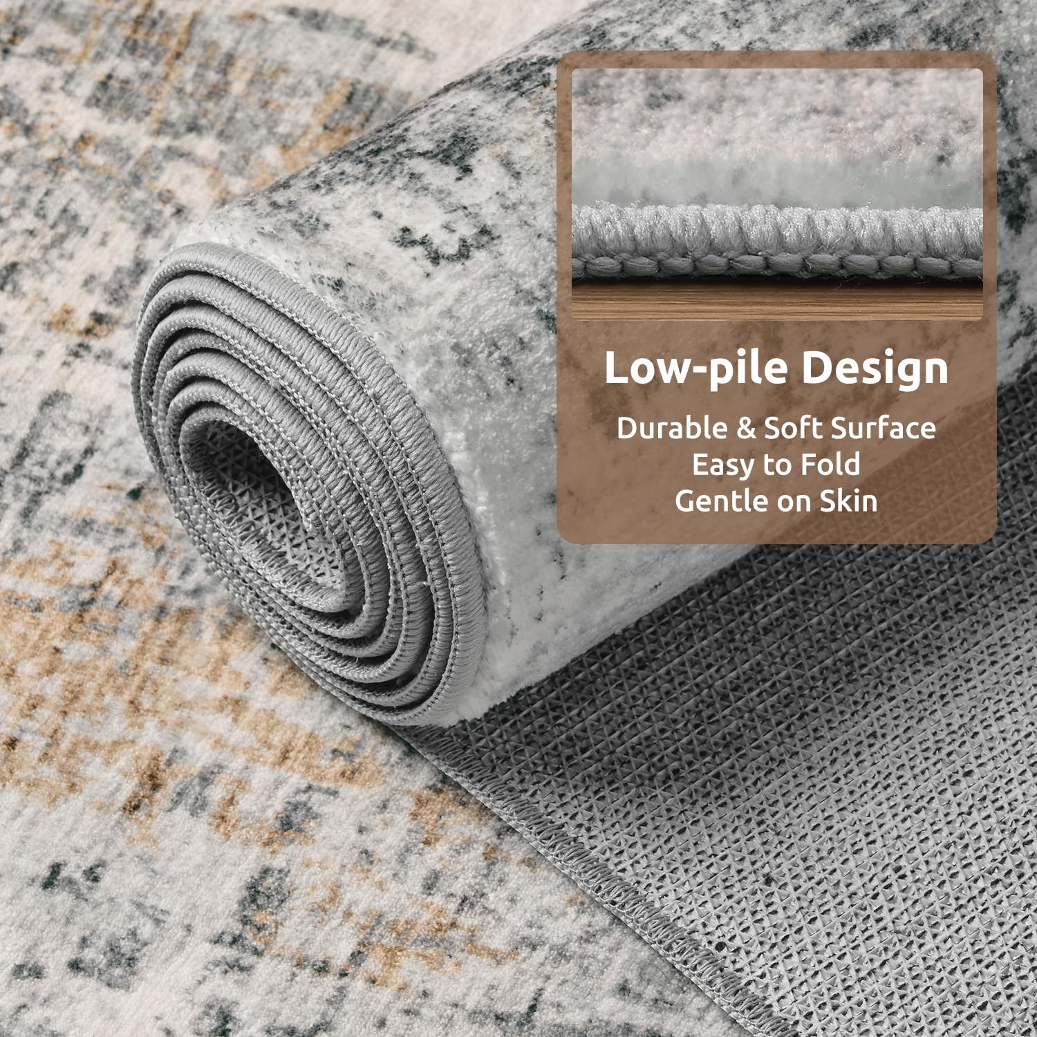 AMOAMI ultra-soft polyester rug delivers silky touch and warm underfoot.