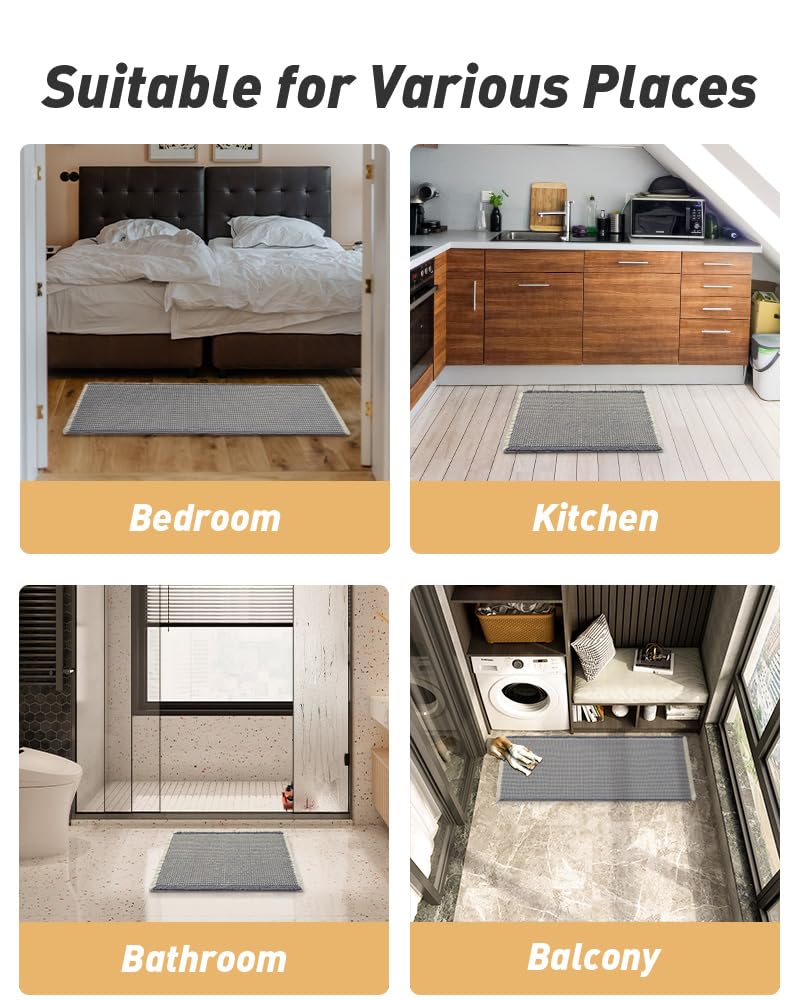 AMOAMI waffle bath mat in bathroom scene demonstrates dual-tone style in use.