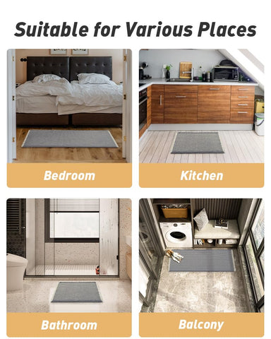 AMOAMI waffle bath mat in bathroom scene demonstrates dual-tone style in use.