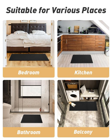 AMOAMI Upgraded Waffle Bath Mat black color complements modern decor.