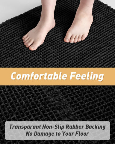 AMOAMI Upgraded Waffle Bath Mat clear backing shows non-slip grip.