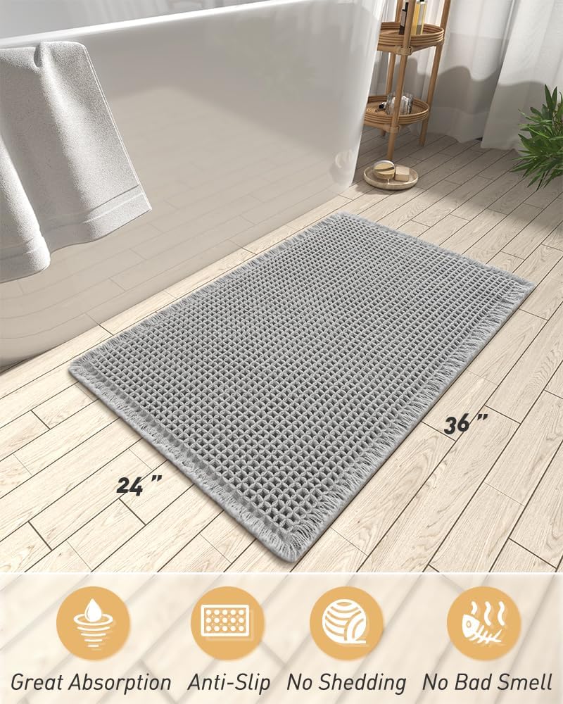 AMOAMI non-slip rubber backing grips the floor to reduce slips