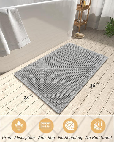AMOAMI non-slip rubber backing grips the floor to reduce slips