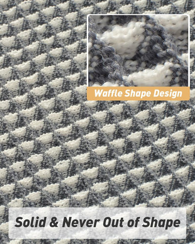 AMOAMI waffle bath mat backing closeup reveals clear non-slip rubber backing.