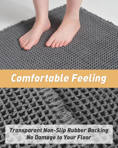 AMOAMI Upgraded Waffle Bath Mat soft texture underfoot for comfort