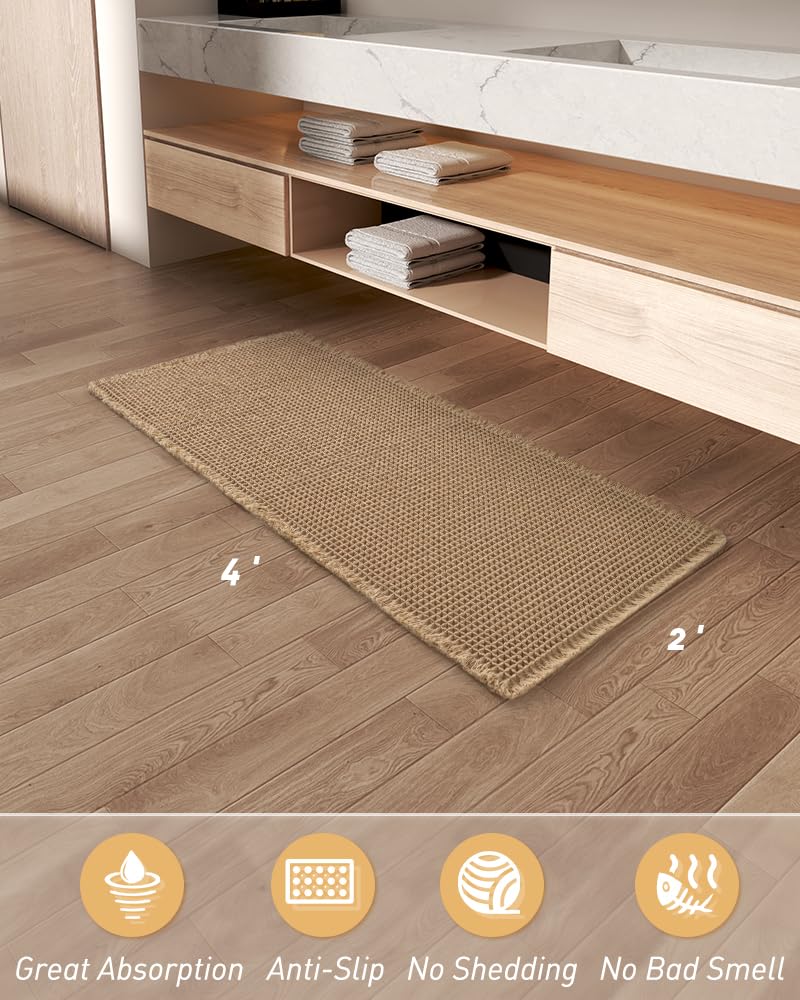 AMOAMI waffle runner rug fits hallways or bedrooms for versatile use