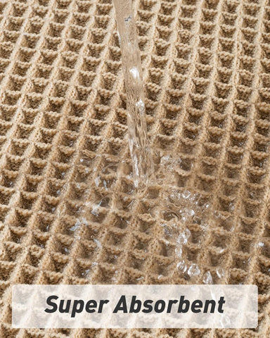 AMOAMI waffle runner rug non-slip backing helps secure footing on smooth floors