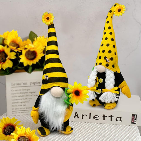 AMOH JERCY handcrafted plush gnomes with weighted bases.