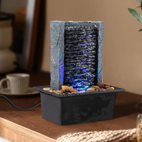 AMOOTEK Tabletop Fountain compact design fits desks and shelves with elegance