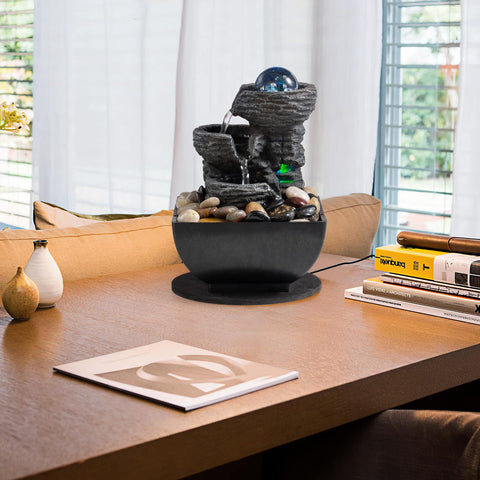 AMOOTEK compact 14 cm fountain—fits small desks and shelves.