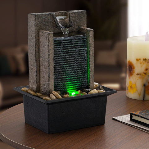 AMOOTEK fountain uses durable resin for lightweight indoor use
