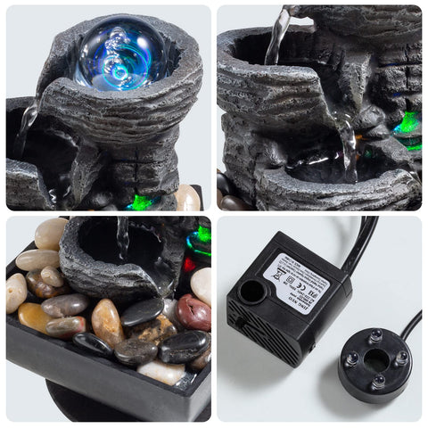 AMOOTEK natural river rocks with rolling bubble balls—captivating water motion.