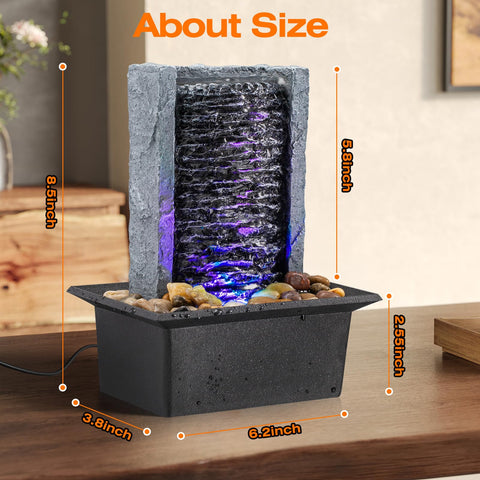 AMOOTEK Tabletop Fountain includes river rocks for natural decor texture