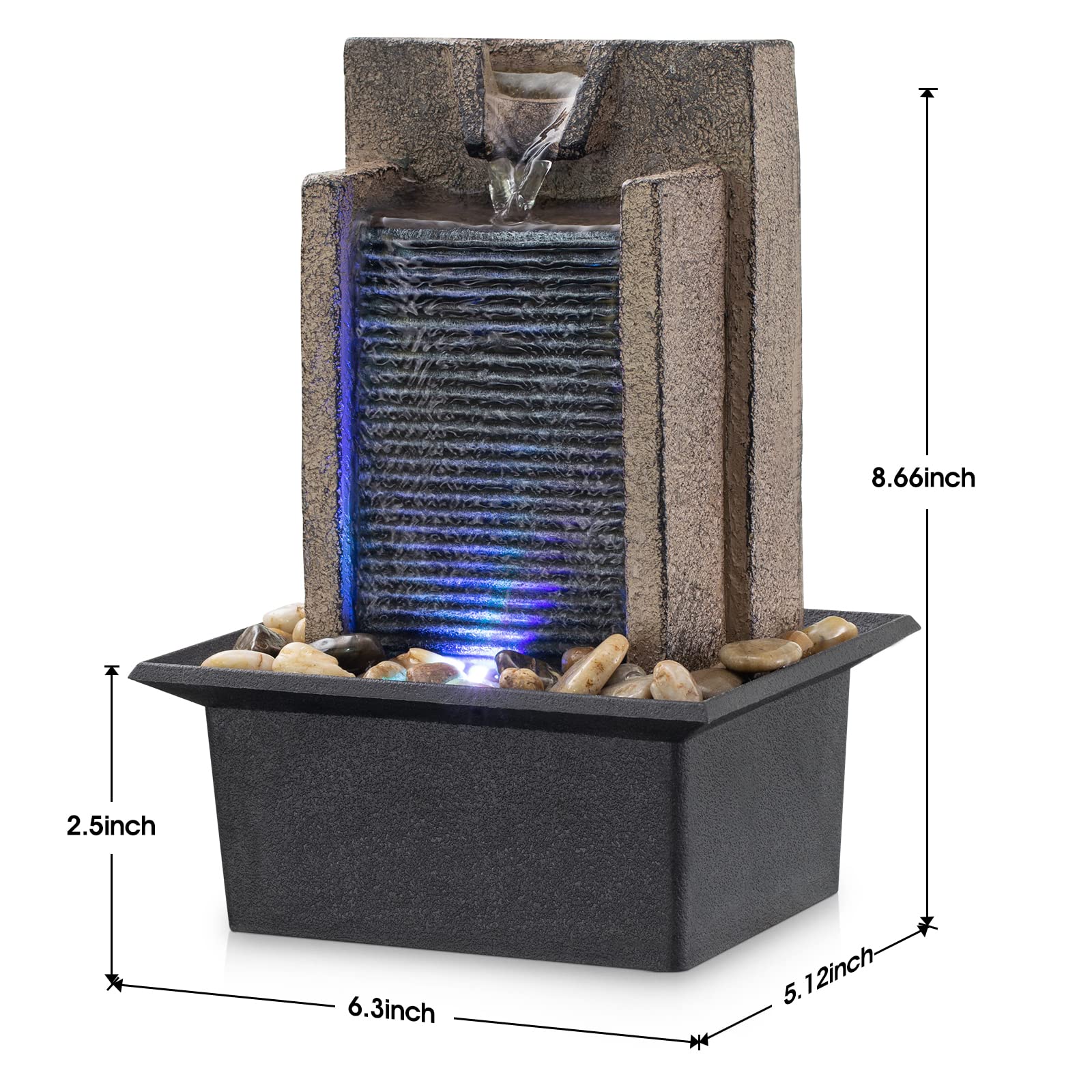 AMOOTEK tabletop fountain with self-contained pump for easy setup