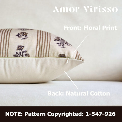 Amor Virisso floral pillow cover back in plain cotton for versatile styling