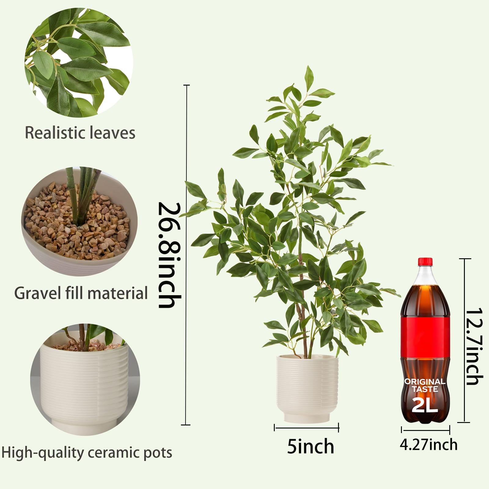 Amore Florals faux ficus leaves, ideal for dim spaces and easy cleaning.