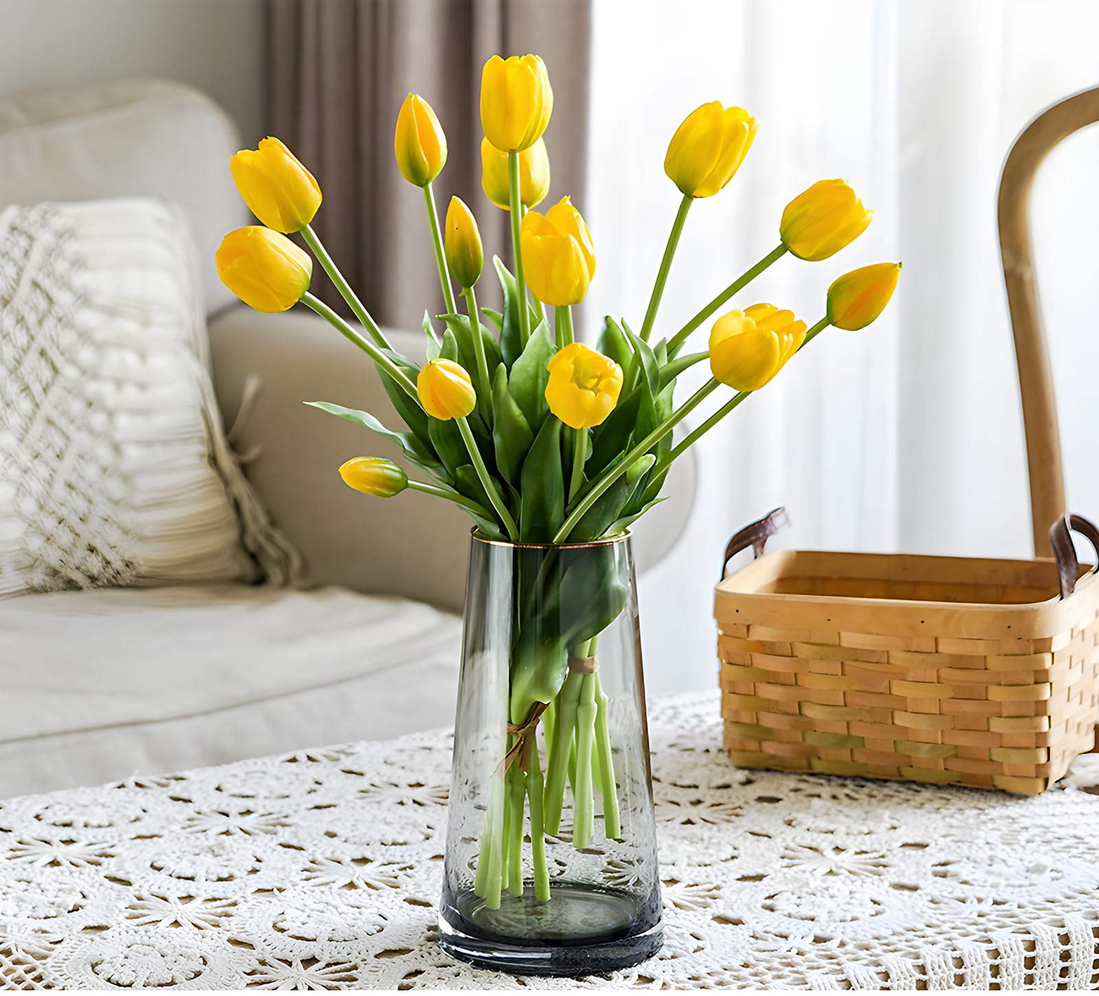Amore Florals 15.8 inch height fits most vases and tabletops.