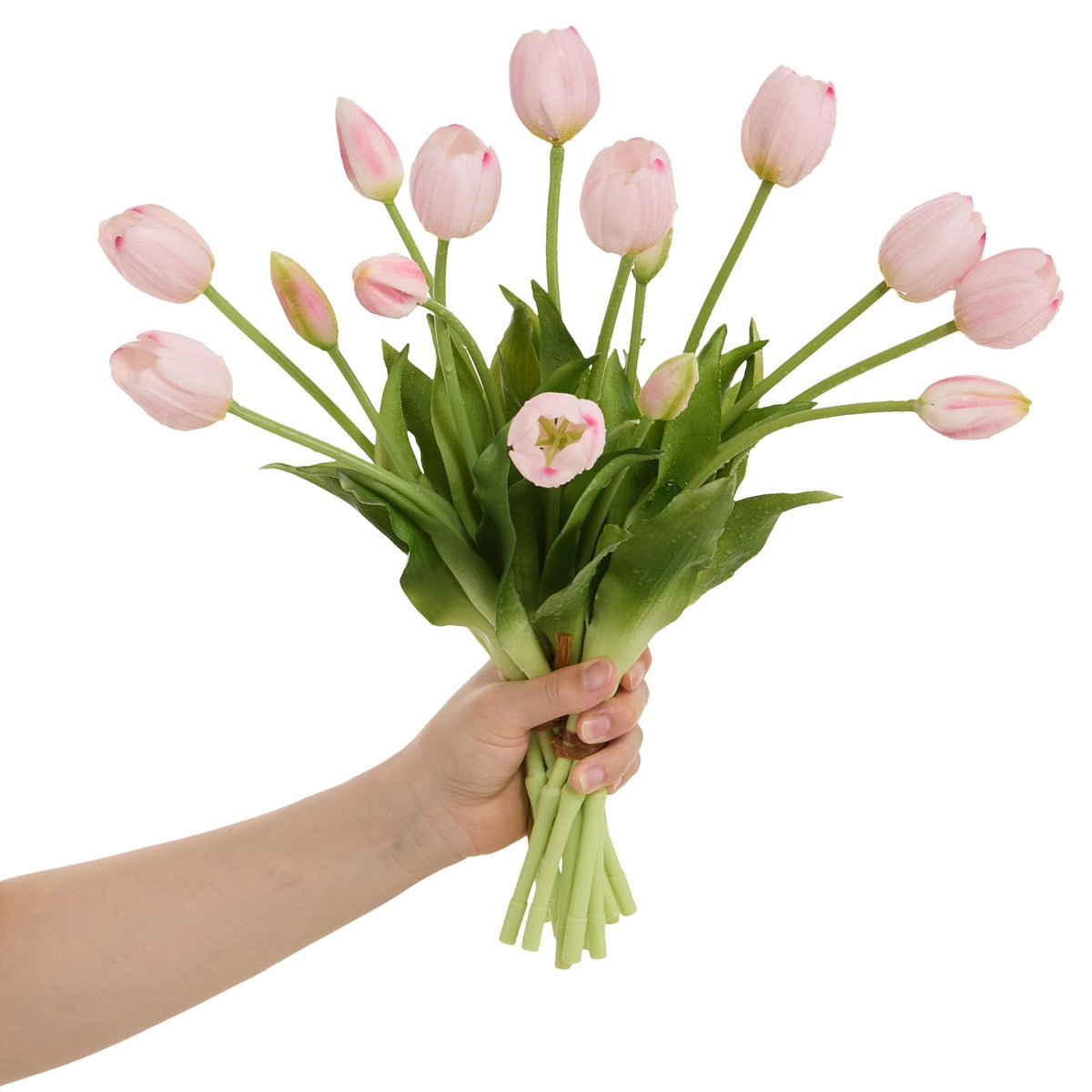 Amore Florals light pink tulips real touch bouquet setup for elegant decor