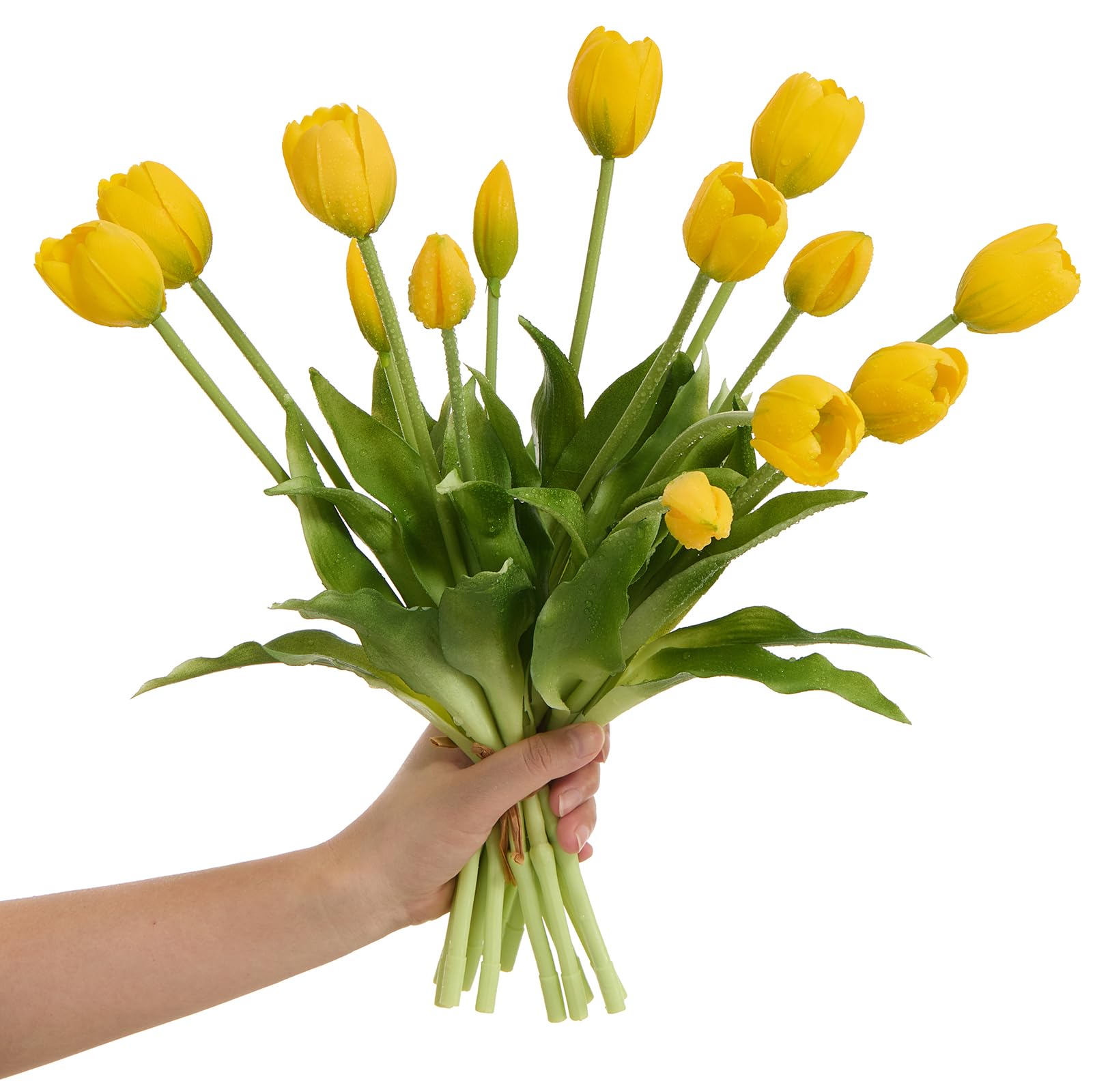 Amore Florals yellow tulips real touch bouquet for elegant, low-maintenance decor.