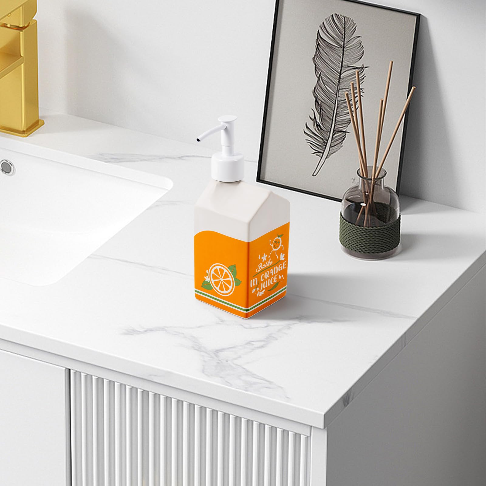 Amorettise ceramic dispenser suited for kitchen and bathroom sinks