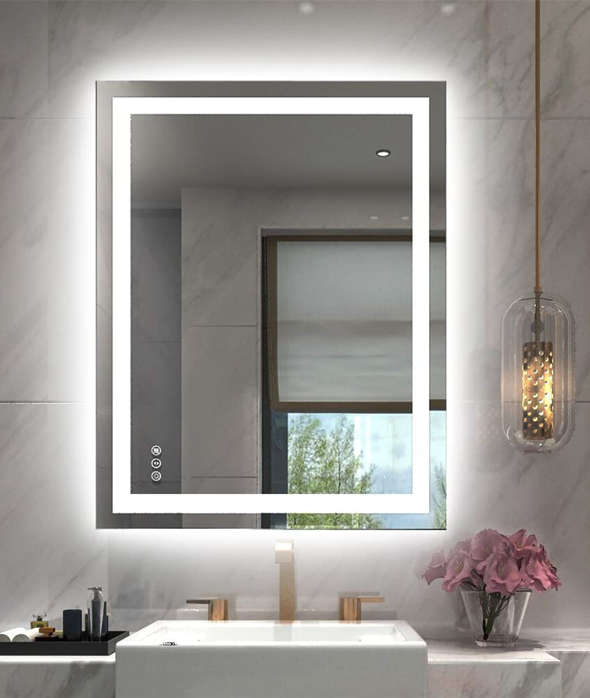 Amorho LED bathroom mirror with front and back lighting for enhanced grooming