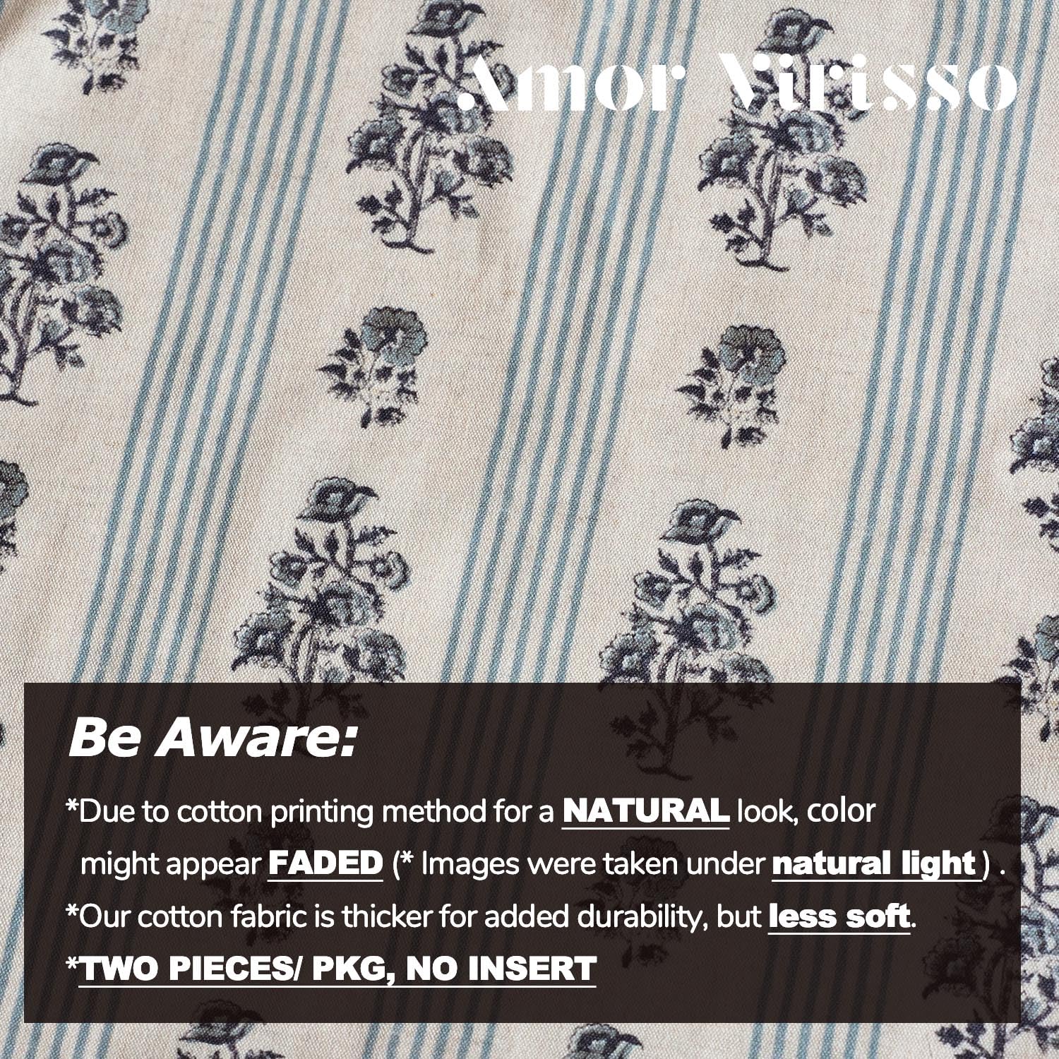 Amor Virisso floral stripe design close-up, ideal for living room decor.