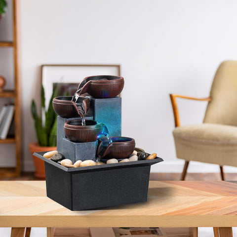 AMOOTEK compact tabletop fountain fits small spaces on a table