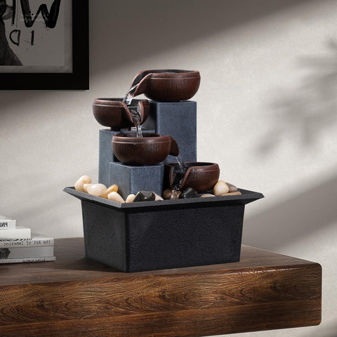 AMOOTEK self-contained tabletop fountain requires no piping