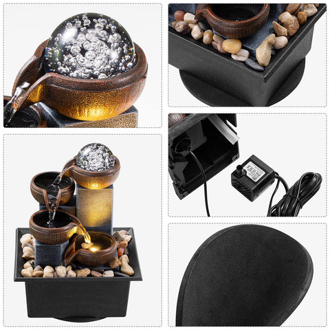 AMOOTEK table fountain highlights the bubble ball with gentle glow.