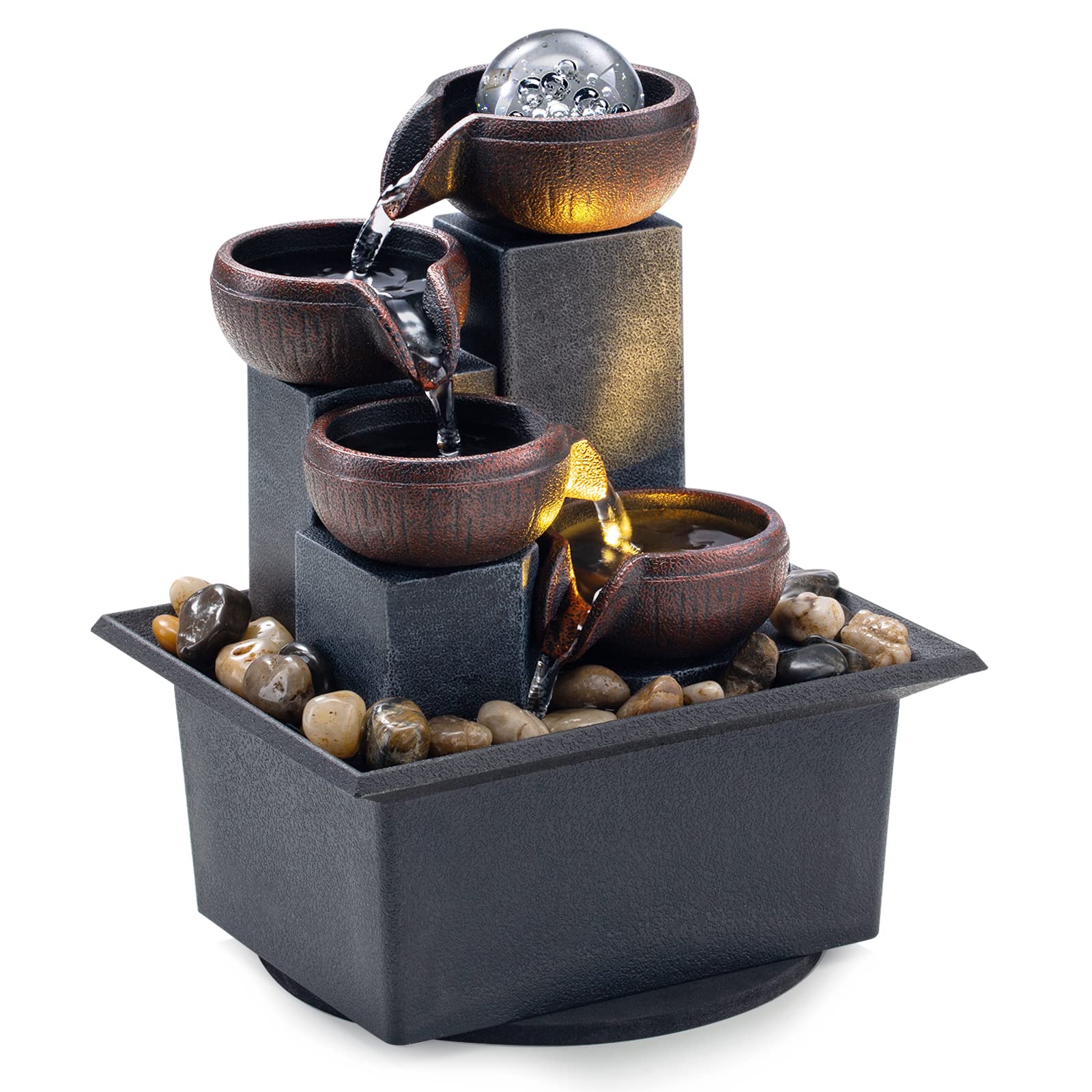 AMOOTEK table decor fountain ideal for desks and shelves.