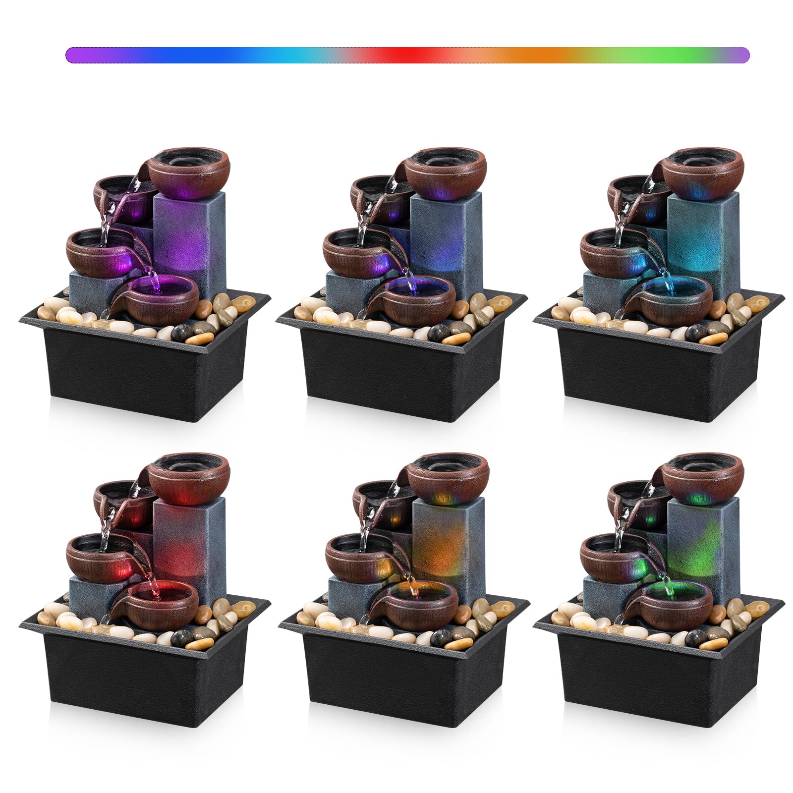 AMOOTEK tabletop fountain with LED lighting for mood and decor