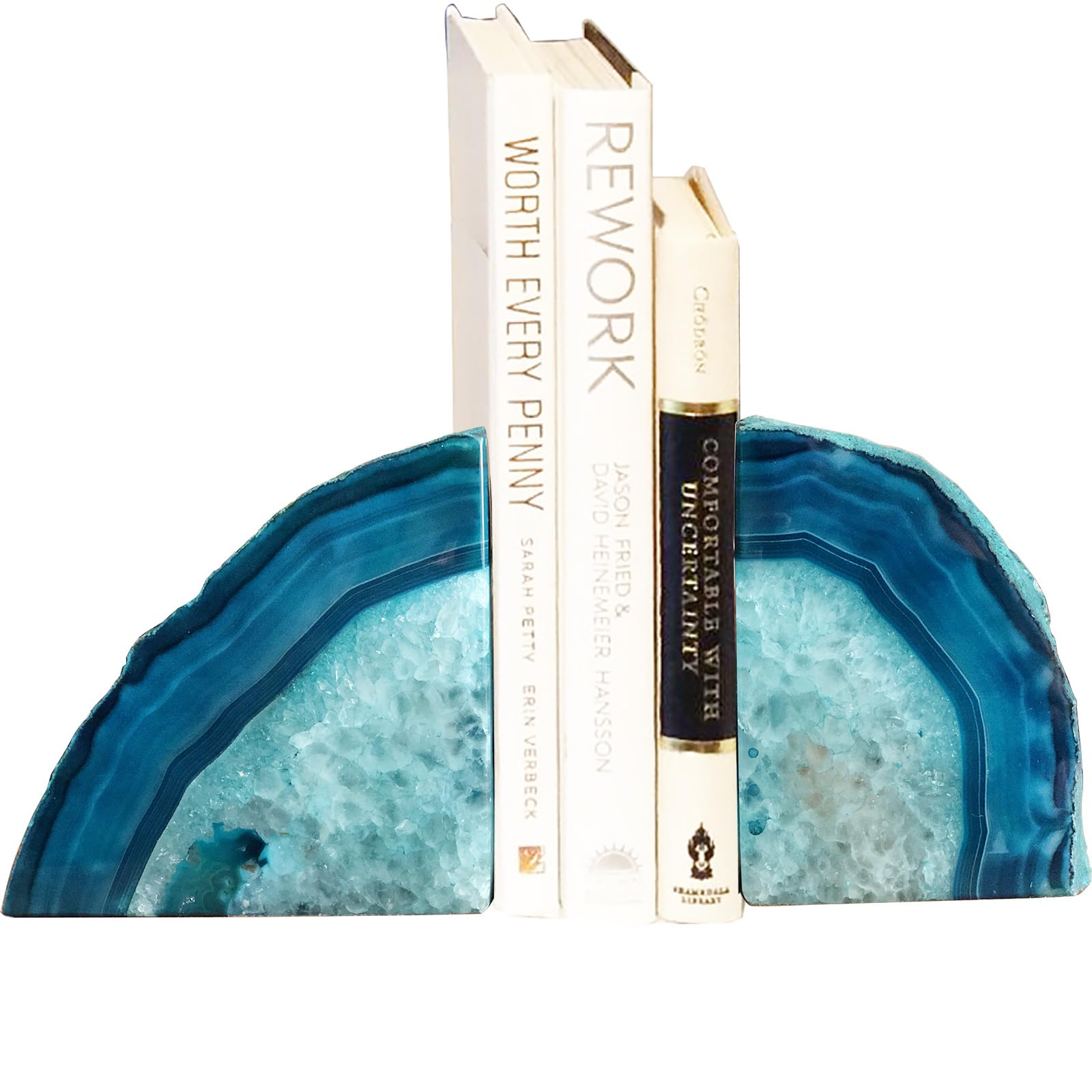 Smooth, cool agate surfaces provide tactile appeal on a coffee table.