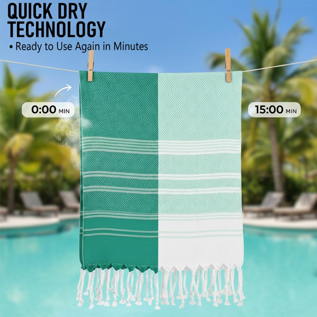 Amudeshi towels drying quickly on a sunny line.