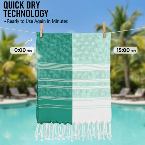 Amudeshi towels drying quickly on a sunny line.