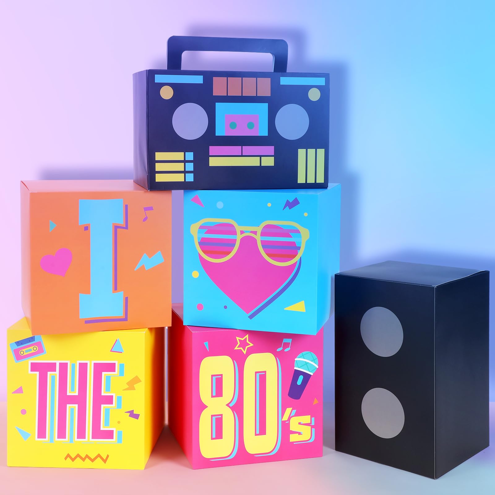 Amyhill 6pcs retro disco boxes add vibrant 80s flair to tables and decor.