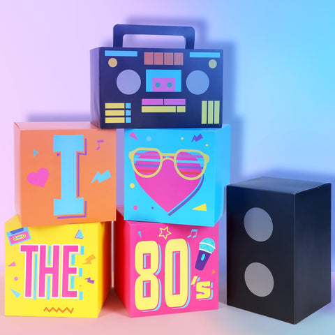 Amyhill 6pcs retro disco boxes add vibrant 80s flair to tables and decor.