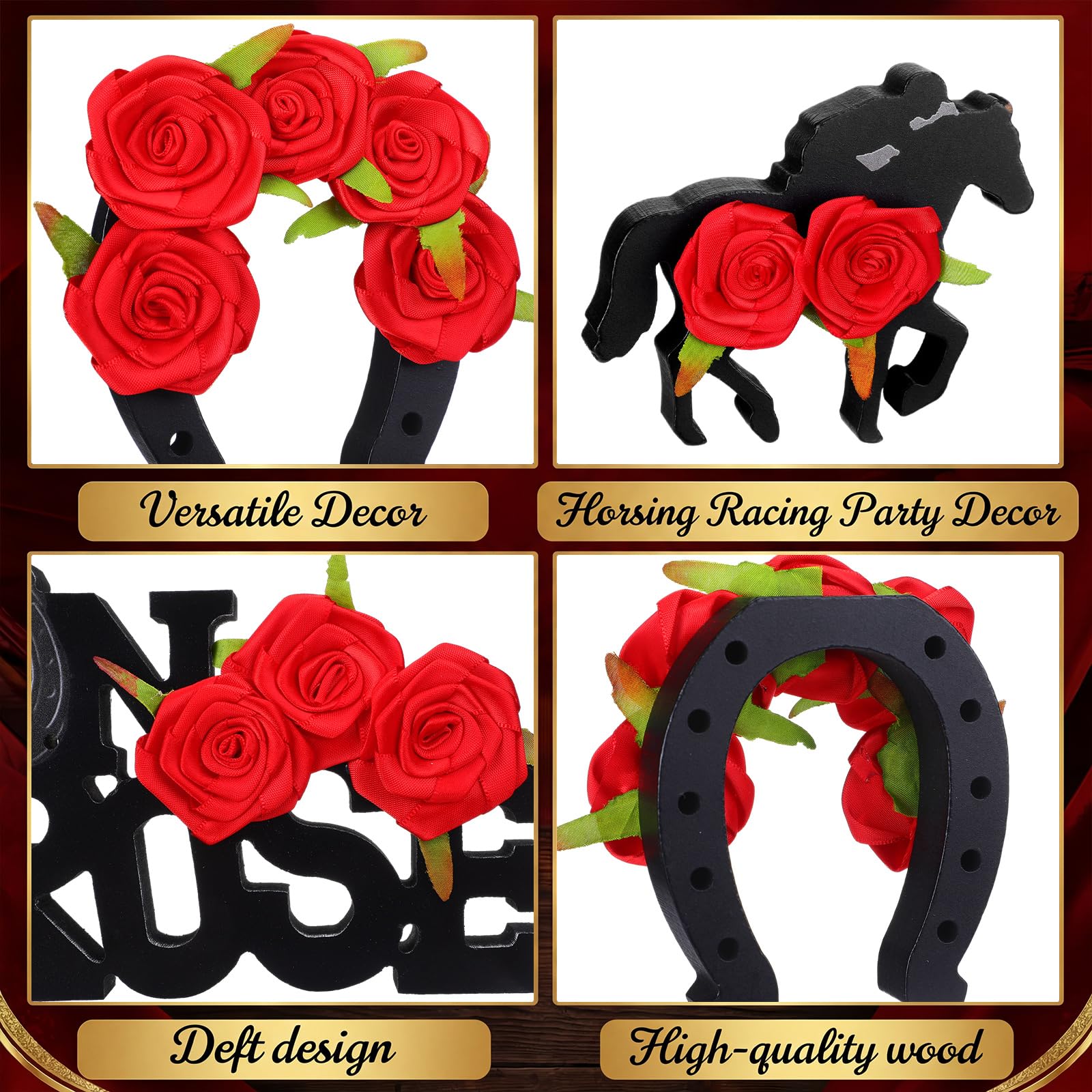 Amyhill Derby horse centerpiece with horseshoe brings rustic charm.