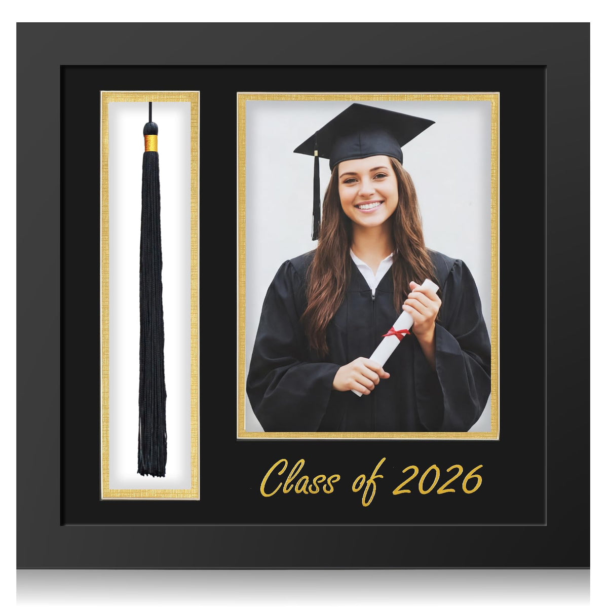 Amyhill graduation frame 5x7 with black gold double mat enhances stylish keepsake display.
