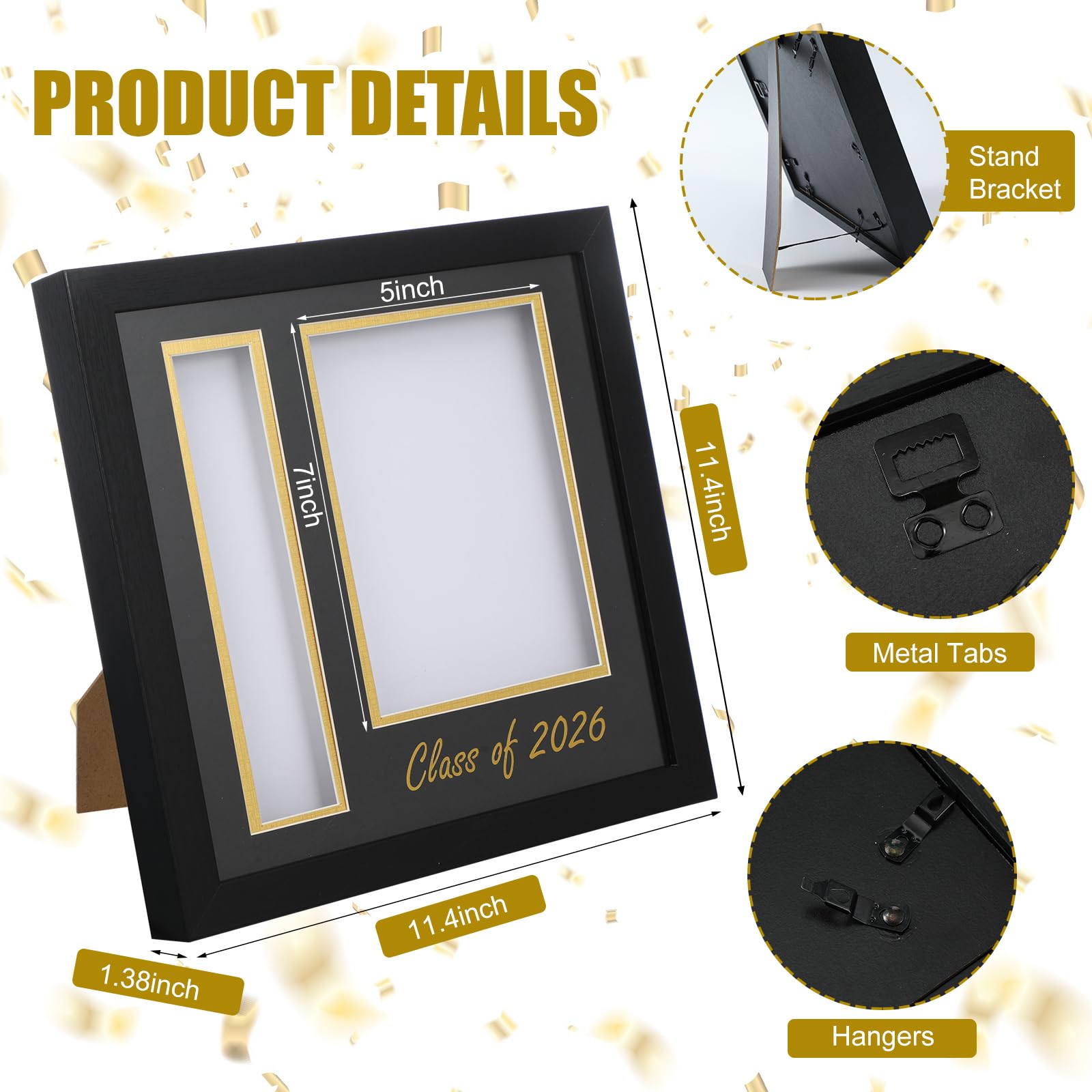 Amyhill graduation frame with tassel holder, ideal for desk or shelf display.
