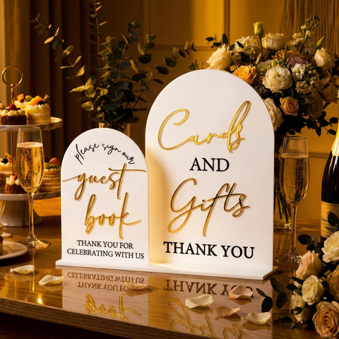 Amyhill 8x10 gold and black large acrylic sign with stand for clear guest directions