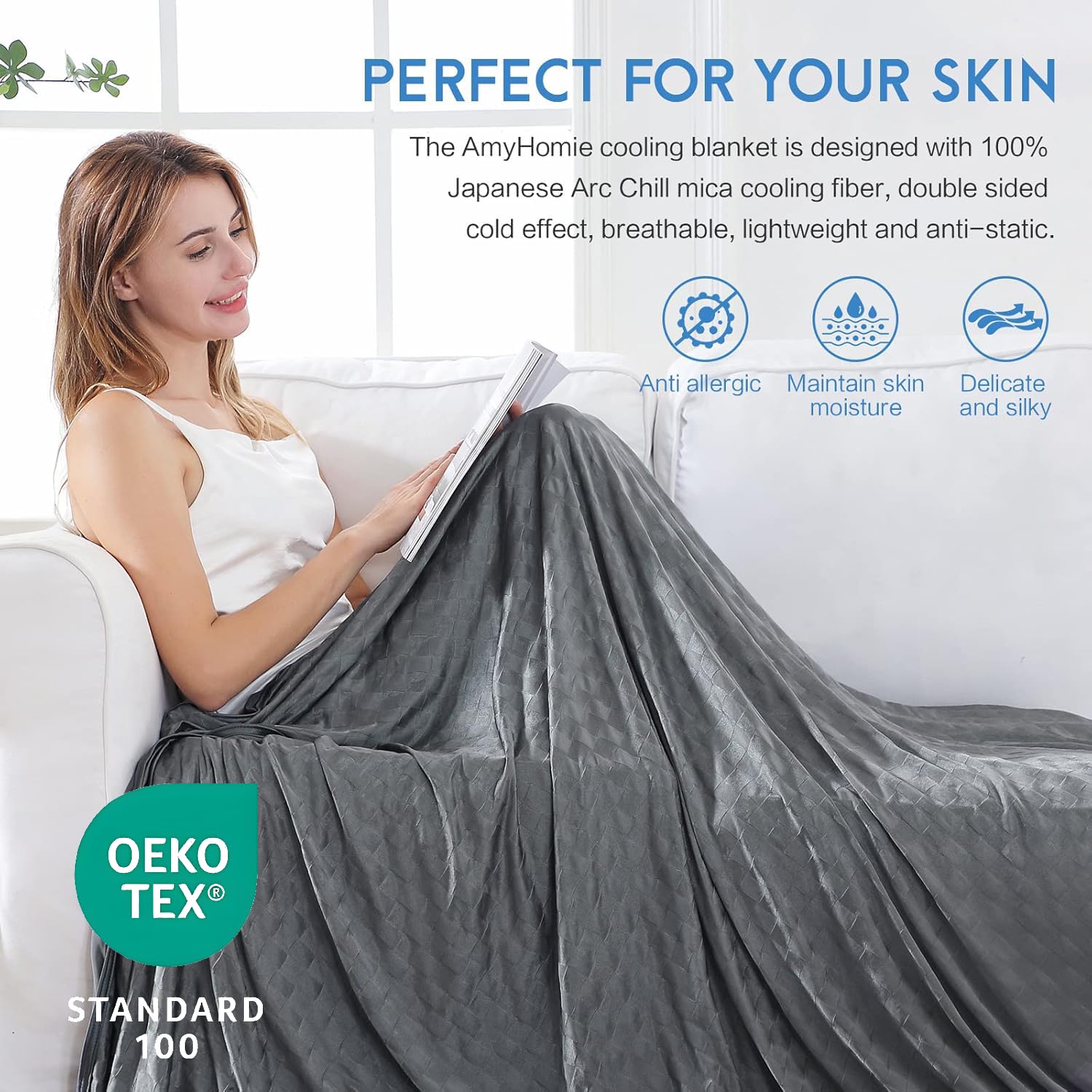 AmyHomie double-sided cooling fabric provides breathable comfort