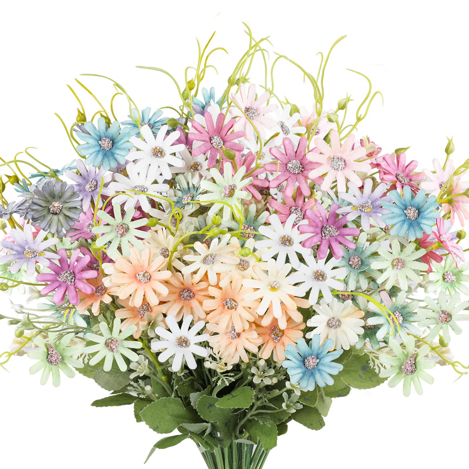 AmyHomie outdoor UV-resistant artificial daisies bundle for sunlit patio decor