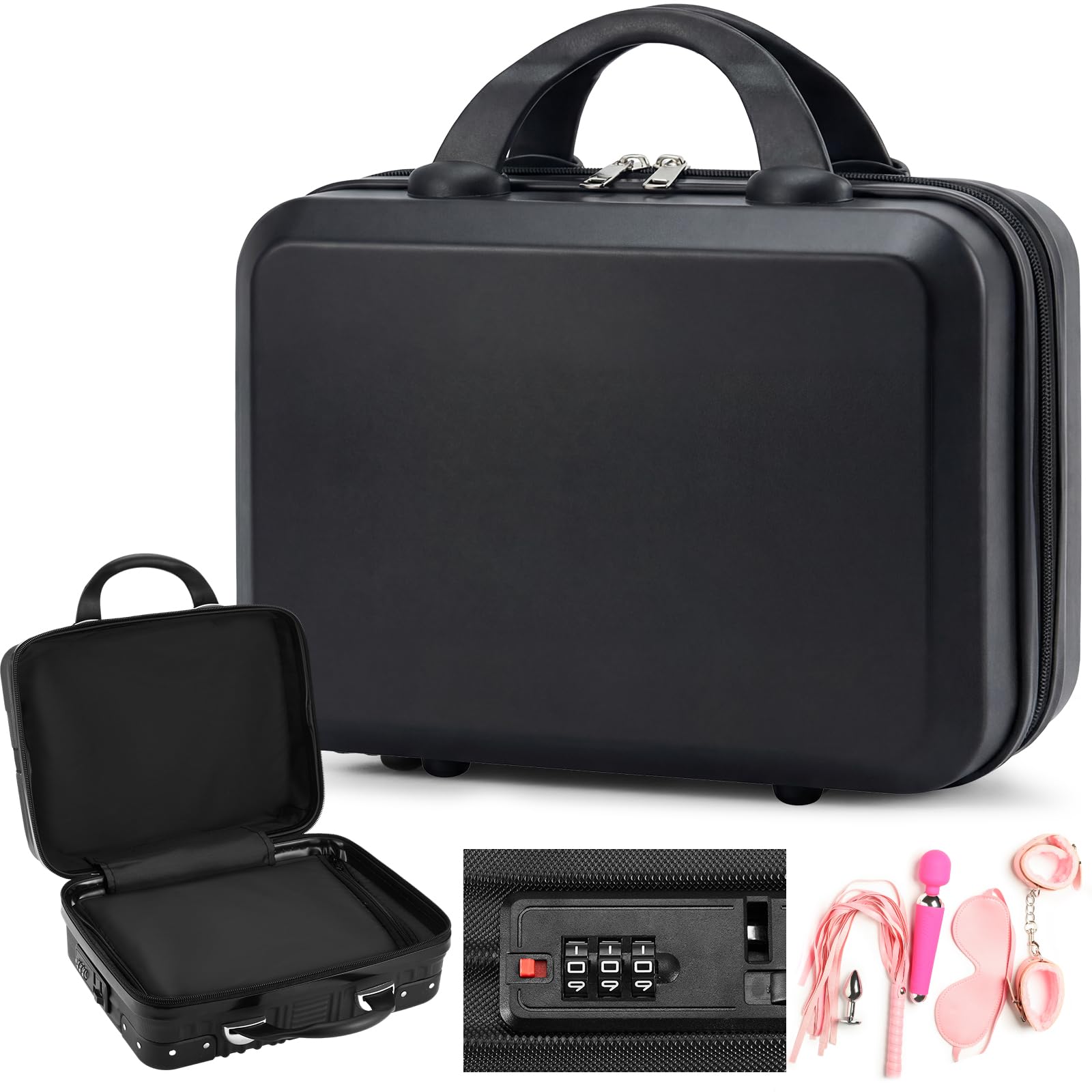 Amylove lock box exterior in black for discreet travel storage