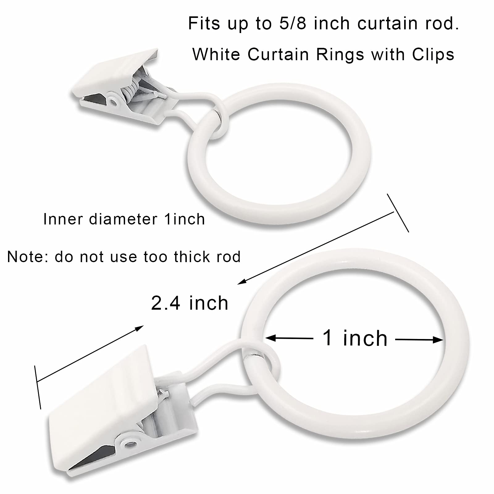 AMZSEVEN 100-pack curtain rings ready for mounting on 5/8 inch rods.