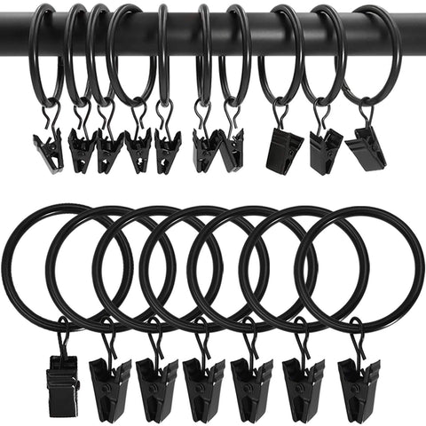 AMZSEVEN 100-pack curtain rings with clips for easy hanging and smooth glide.