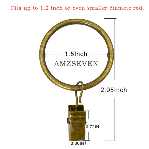 AMZSEVEN bronze curtain ring with clip, open design for quick hanging